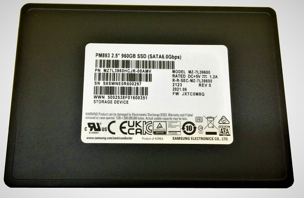 MZ-7L39600 | SAMSUNG Pm893 Dct Series 960gb Sata 6gbps 2.5 Enterprise Internal Solid State Drive