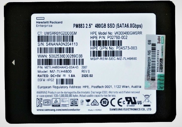 MZ7LH480HAHQ-00AH3 | SAMSUNG Pm883 Series 480gb Sata 6gbps 2.5 Sff Read Intensive Enterprise Internal Solid State Drive