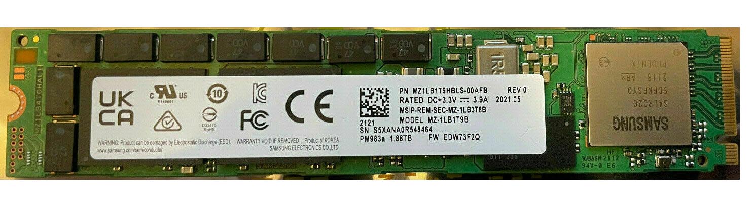 MZ-1LB1T9B | SAMSUNG 1.92tb Pm983a Series M.2 22110 Pci Express 3.0 X4 Enterprise Internal Solid State Drive