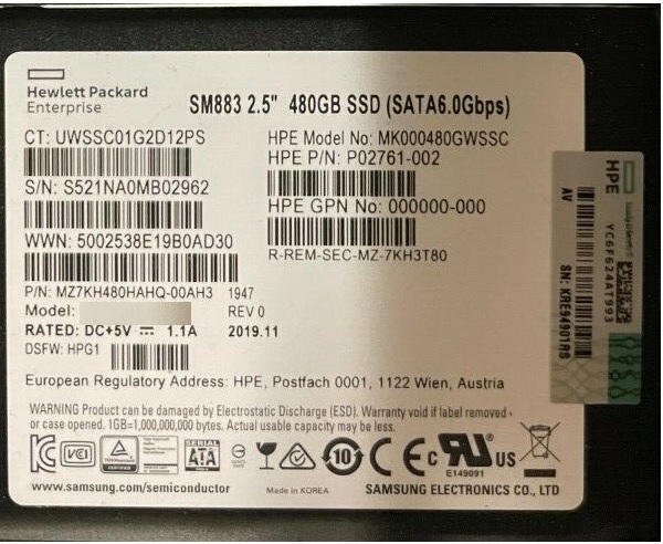 MZ7KH480HAHQ-00AH3 | SAMSUNG Sm883 Series 480gb Sata 6gbps 2.5 Sff Mixed Use Enterprise Internal Solid State Drive