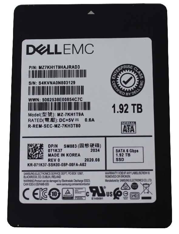 MZ7KH1T9HAJRAD3 | SAMSUNG Sm883 Series 1.92tb Sata 6gbps 2.5 Mixed Use Tlc Enterprise Internal Solid State Drive