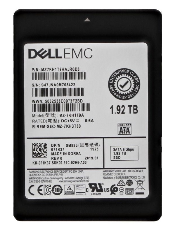 MZ-7KH1T9A | SAMSUNG Sm883 Series 1.92tb Sata 6gbps 2.5 Mixed Use Tlc Enterprise Internal Solid State Drive