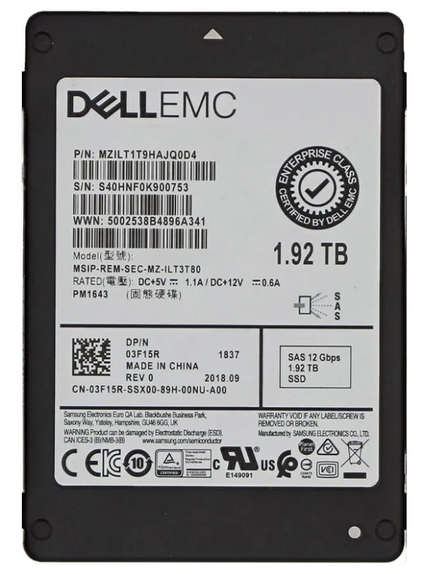 MZILT1T9HAJQAD4 | SAMSUNG 1.92tb Pm1633 Sas 12gbps 2.5 Read Intensive Tcl Internal Solid State Drive