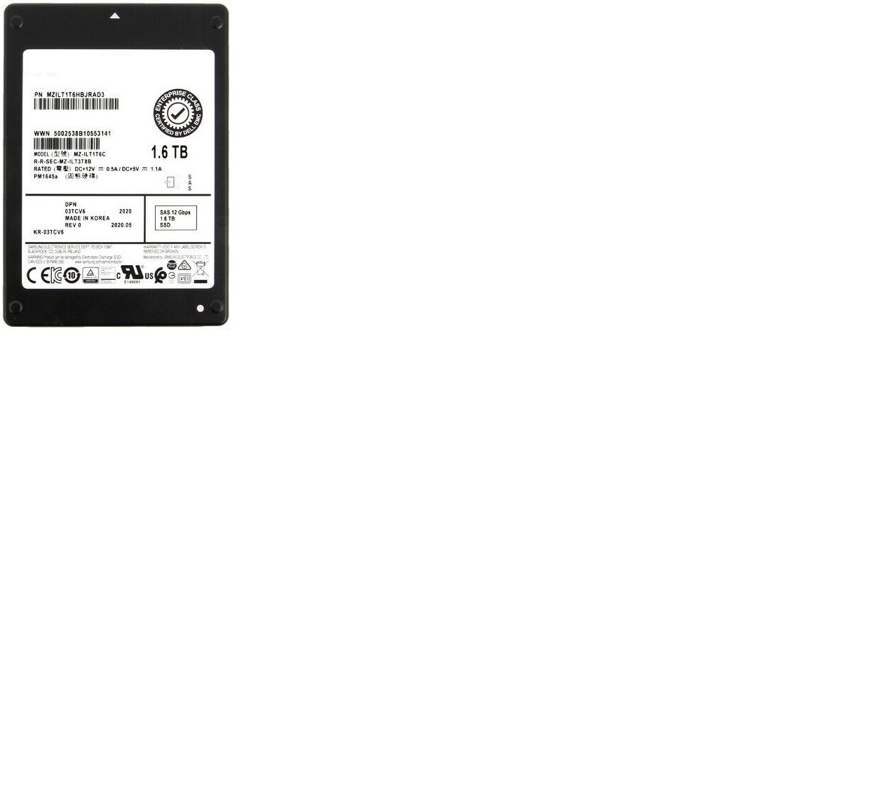 MZILT1T6HBJRAD3 | SAMSUNG 1.6tb Pm1645a Sas 12gbps 2.5 Mix Use Tcl Hot Swap Enterprise Solid State Drive