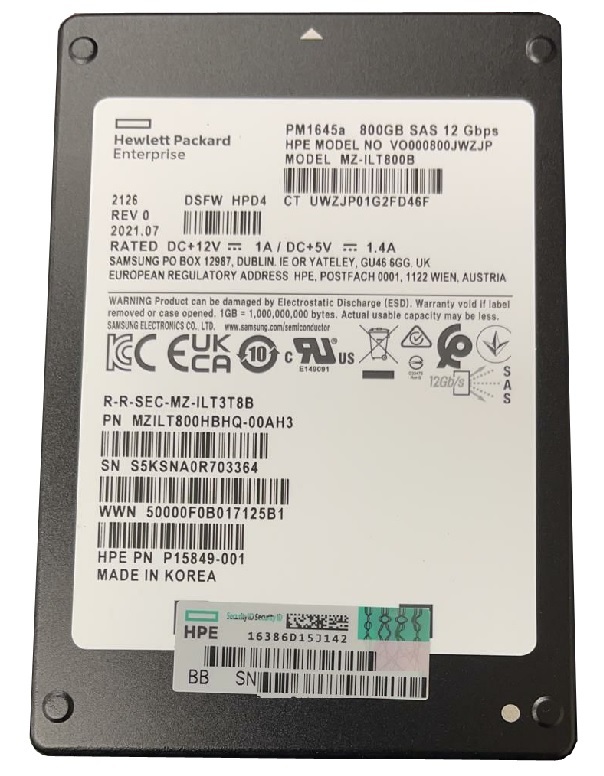 MZ-ILT800B | SAMSUNG 800gb Pm1645a Sas 12gbps 2.5 Mix Use Hot Swap Enterprise Solid State Drive