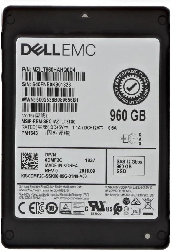 MZILT960HAHQAD4 | SAMSUNG Pm1643 960gb Sas 12gbps 2.5 Enterprise Internal Solid State Drive