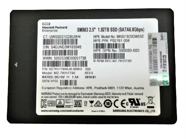 MZ7KH1T9HAJR-000H3 | SAMSUNG Sm883 Series 1.92tb Sata 6gbps 2.5 Mixed Use Enterprise Internal Solid State Drive