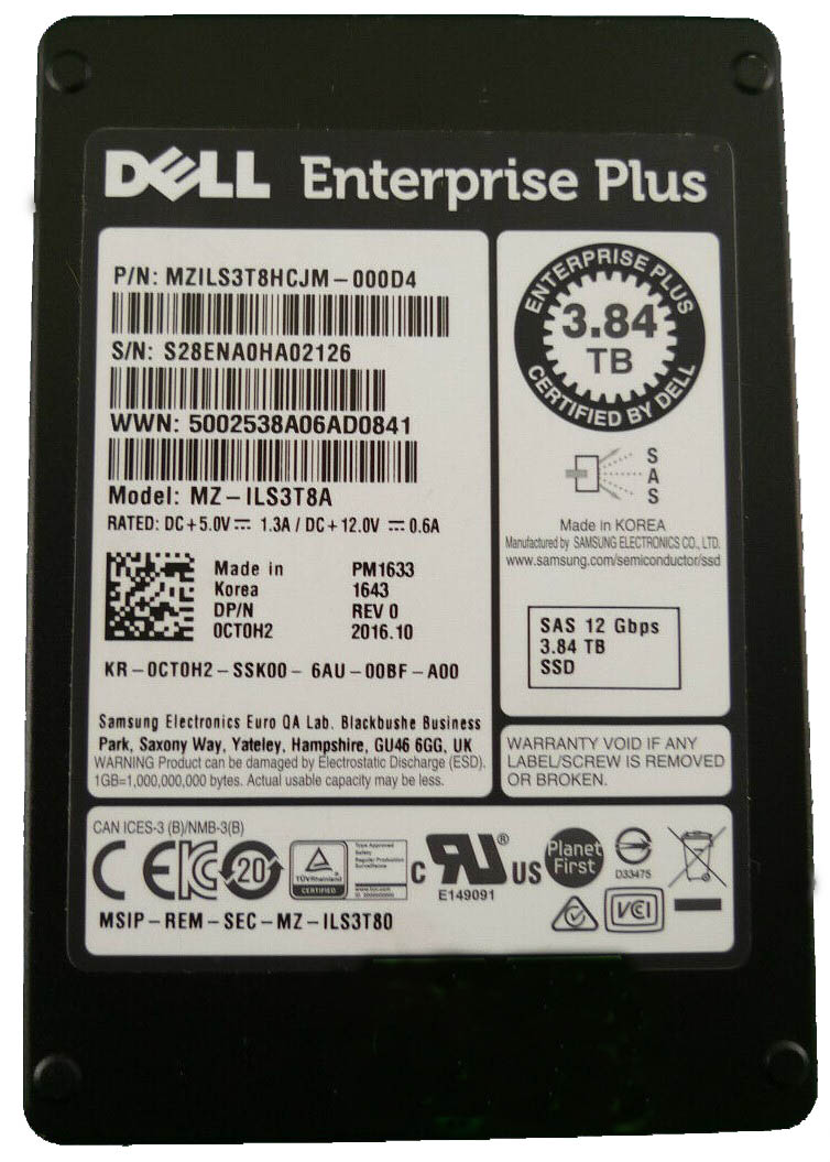 MZILS3T8HCJM-000D4 | SAMSUNG 3.84tb Sas-12gbps Read-intensive Mlc Sff 2.5 Hot Plug Solid State Drive