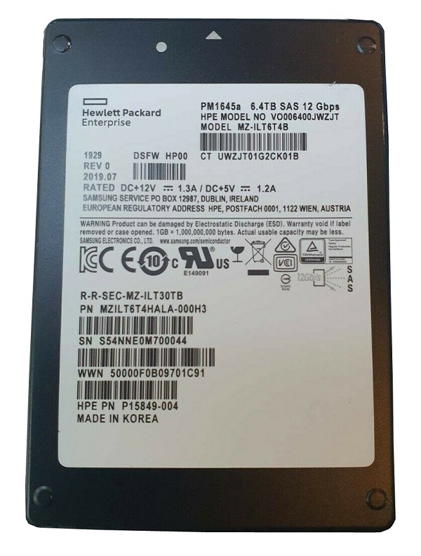 MZ-ILT6T4B | SAMSUNG 6.4tb Pm1645a Sas 12gbps 2.5 Mix Use Hot Swap Enterprise Internal Solid State Drive