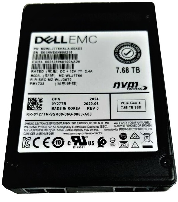 MZ-WLJ7T60 | SAMSUNG Pm1733 Pm1733 7.68tb 2.5 Pci Express 4.0 X4 (nvme) Enterprise Internal Solid State Drive