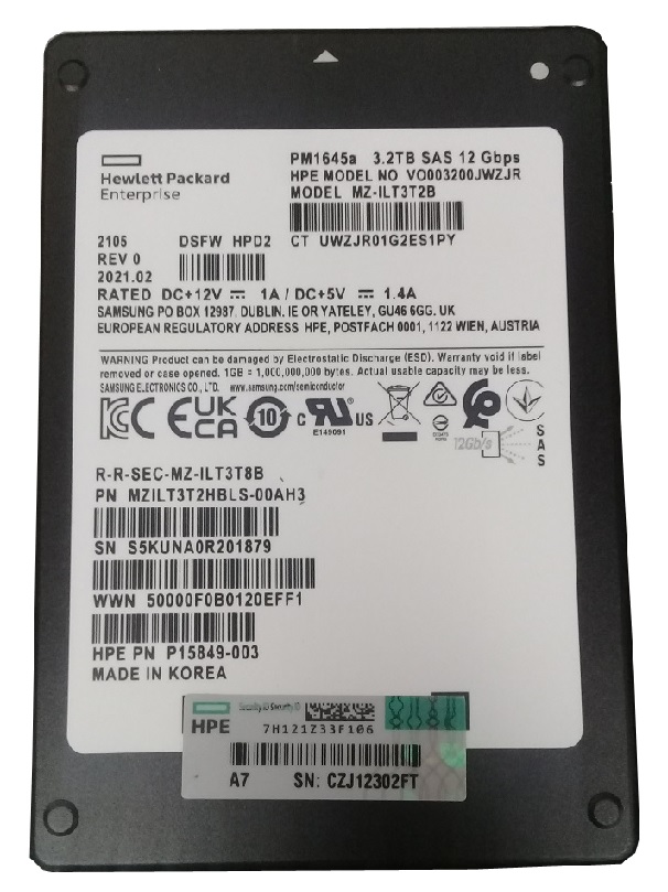 MZILT3T2HBLS-00AH3 | SAMSUNG 3.2tb Pm1645a Sas 12gbps 2.5 Mixed Use Hot Swap Enterprise Solid State Drive