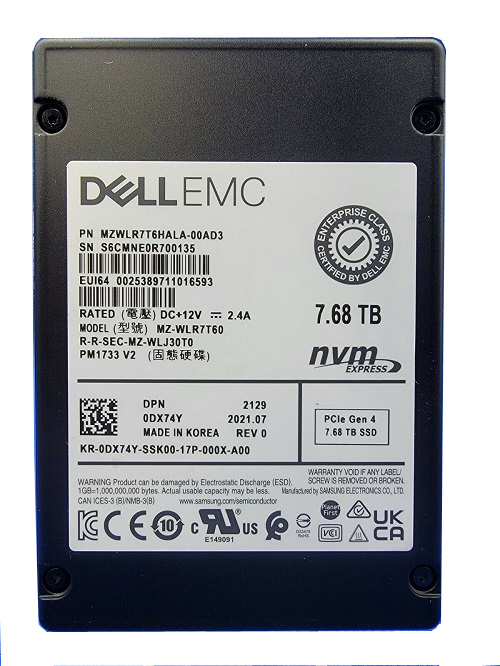 MZWLR7T6HALA-00AD3 | SAMSUNG Pm1733 7.68tb 2.5 Pci Express 4.0 X4 (nvme) Enterprise Internal Solid State Drive