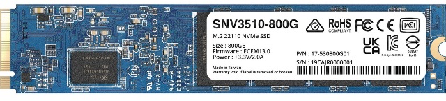 SNV3510-800G | SYNOLOGY 800gb M.2 22110 Pci Express 3.0 X4 (nvme), Internal Solid State Drive
