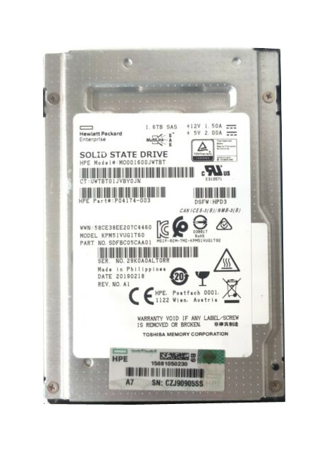 SDFBC05CAA01 | TOSHIBA T 1.6tb Pm5-v Sas 12gbps 2.5 Sff Mixed Use Sc Mlc Enterprise Solid State Drive