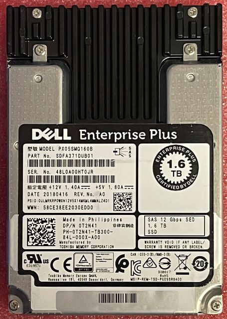 PX05SMQ160B | TOSHIBA Sed Enterprise Plus Compellent 1.6tb Sas-12gbps 2.5 Sff Write Intensive Solid State Drive