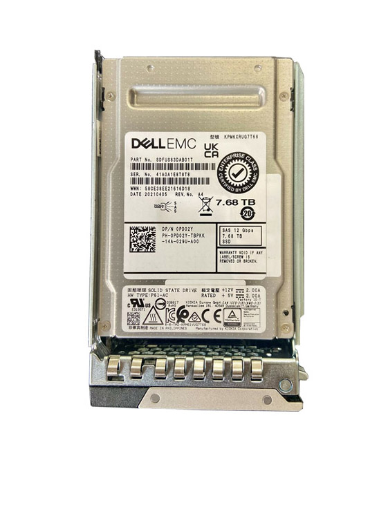 PD02Y | DELL 7.68tb Sas-12gbps Read Intensive Bics Flash 3d Tlc Advanced Format 512e 2.5 Hot-plug Dell Certified Pm6-r Series Solid State Drive