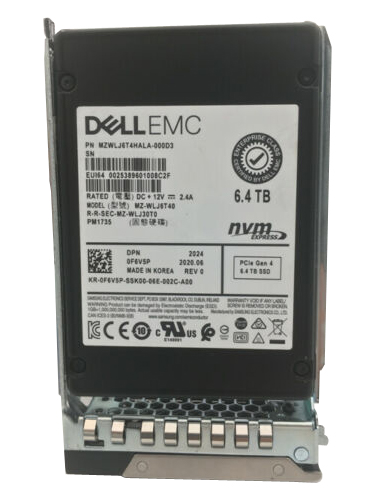 F6V5P | DELL EMC F6v5p Pm1735 Series 6.4tb 2.5 Nvme Agn Pcie® Gen4 X8 U.2 Mix Use Tlc Solid State Drive For 14g Poweredge Server