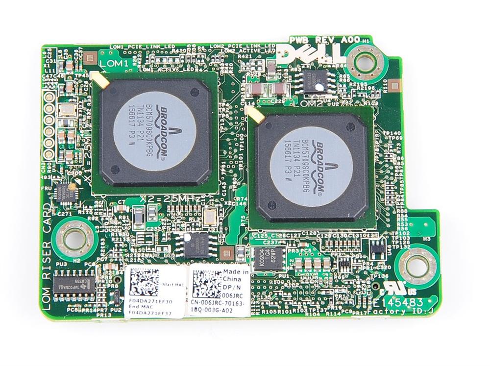 006JRC | Dell Broadcom 5709s 4-Port 10GbE Embedded Mezzanine Network Interface Card