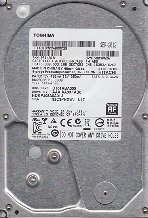 HDS5C3030BLE630 | Hitachi 3TB 5400RPM SATA 6 Gbps 3.5 32MB Cache Hard Drive