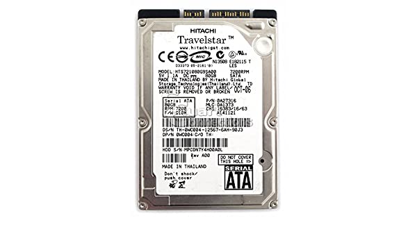 HTS721080G9SA00 | Hitachi 80GB 7200RPM SATA 1.5 Gbps 2.5 8MB Cache Travelstar Hard Drive