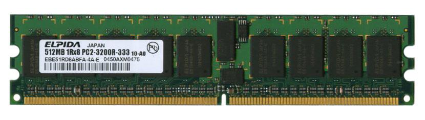 EBE51RD8ABFA-4A-E | Elpida 512MB DDR2-400MHz PC2-3200 ECC CL3 240-Pin DIMM 1.8V Single Rank Memory Module