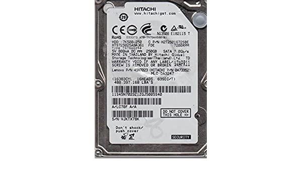 HTS725025A9A361 | Hitachi 250GB 7200RPM SATA Gbps 2.5 16MB Cache Travelstar Hard Drive