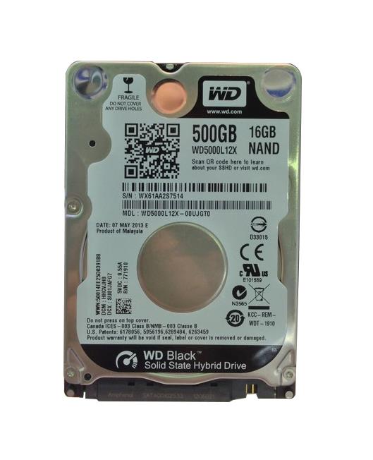 WD5000L12X | Western Digital Black SSHD 500GB 5400RPM SATA 6Gbps 16MB Cache 16GB NAND SSD 2.5 Internal Hybrid Hard Drive