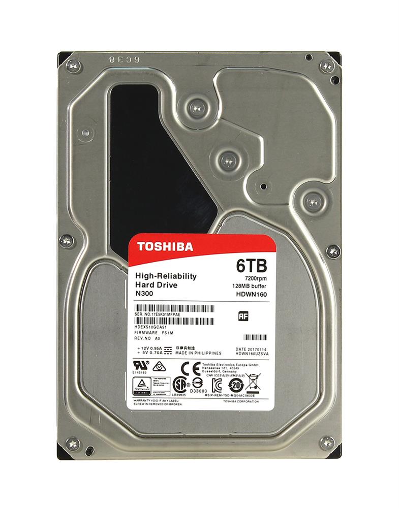 HDWN160UZSVA | Toshiba 6TB 7200RPM SATA 6 Gbps 3.5 128MB Cache N300 Hard Drive