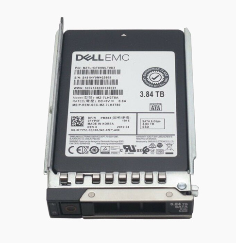 FYP5F | Dell 3.84TB Read-intensive TLC SATA 6Gb/s 2.5 Hot-pluggable Solid State Drive (SSD) PM883 for PowerEdge Server - NEW