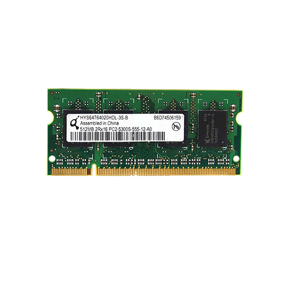 HYS64T64020HDL-3S | Qimonda 512MB DDR2-667MHz PC2-5300 non-ECC Unbuffered CL5 200-Pin SoDimm 1.8V Dual Rank Memory Module