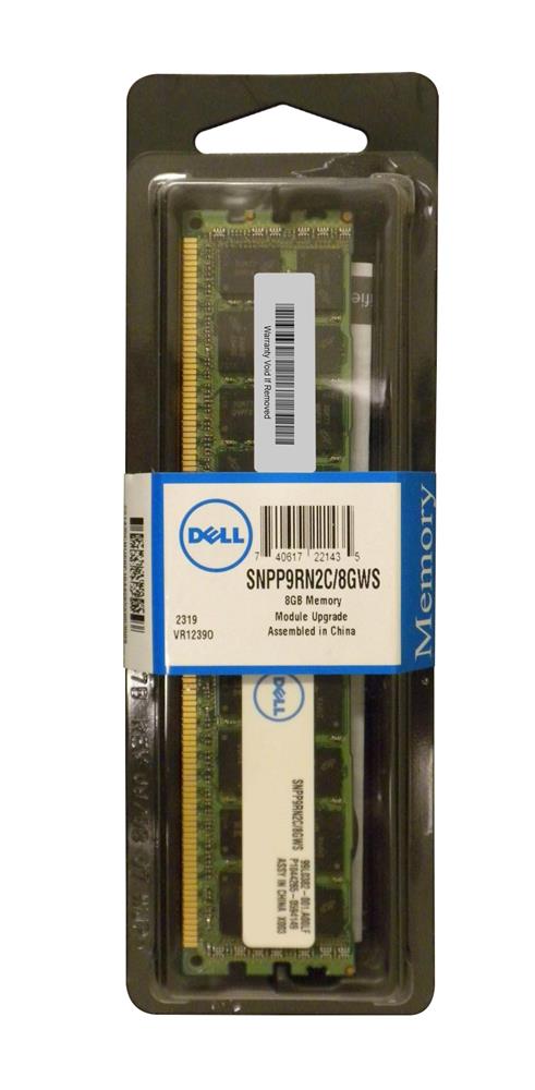 SNPP9RN2C/8GWS | Dell 8GB DDR3-1333MHz PC3-10600 ECC CL9 240-Pin DIMM 1.35V Low Voltage Dual Rank Memory Module