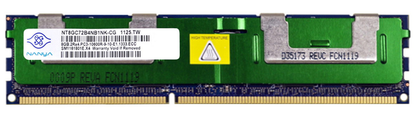 NT8GC72B4NB1NK-CG | Nanya 8GB DDR3-1333MHz PC3-10600 ECC CL9 240-Pin DIMM 1.5V Dual Rank Memory Module