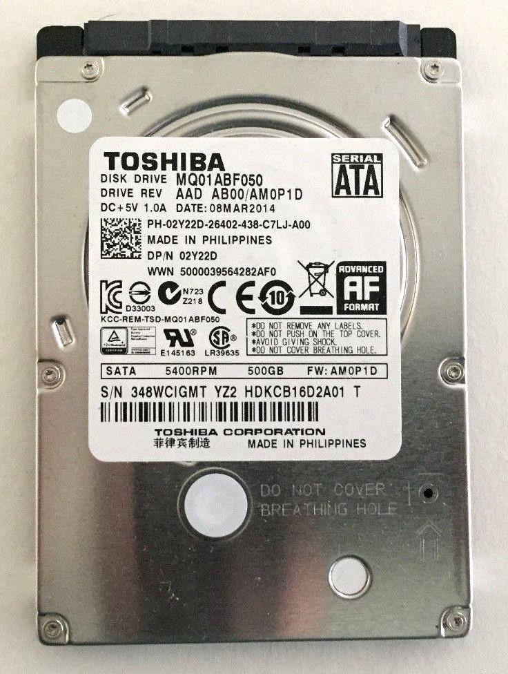 02Y22D | Toshiba 500GB 5400RPM SATA 6Gbps 8MB Cache (512e) 2.5 Internal Hard Drive