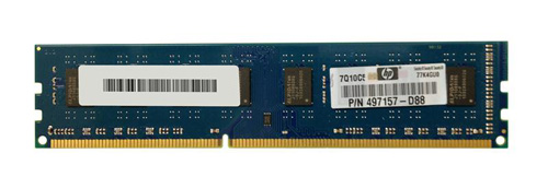 497157-B88 | HP 2GB (1X2GB) 1333MHz PC3-10600 CL9 non-ECC Unbuffered DDR3 SDRAM 240-Pin DIMM GENUINE HP Memory for Business Desktop PC