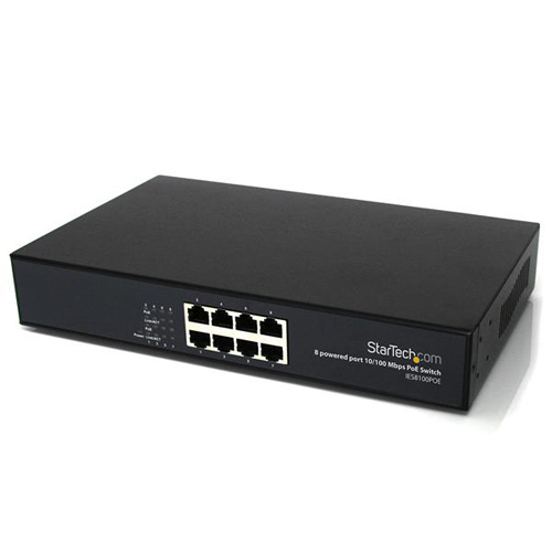 IES8100POE | StarTech 8-Port 10/100/1000 (PoE) Managed Fast Ethernet Switch - NEW