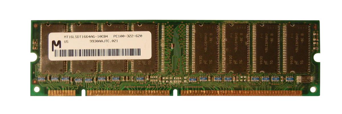 MT16LSDT1664AG-10CB4 | Micron 128MB 100MHz PC100 non-ECC Unbuffered CL2 168-Pin DIMM 3.3V Memory Module