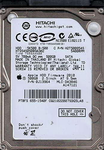 HTS545050B9A302 | Hitachi 500GB 5400RPM SATA 3 Gbps 2.5 8MB Cache Hard Drive