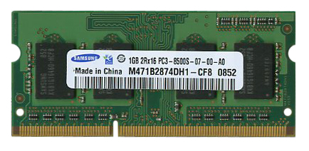 M471B2874DH1-CF8 | Samsung 1GB DDR3 SoDimm Non ECC PC3-8500 1066Mhz Memory