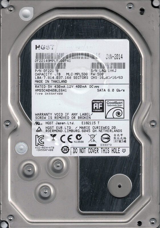 0F22149 | Hitachi 4TB 5700RPM SATA 6 Gbps 3.5 64MB Cache MegaScale Hard Drive