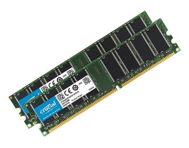 CT2KIT25672Y40B | Crucial 4GB Kit (2 X 2GB) DDR-400MHz PC3200 ECC CL3 184-Pin DIMM Memory