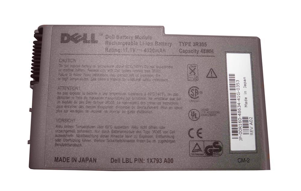 03R305 | Dell 11.1V Lithium-Ion Battery for Dell Latitude D500/D505/D510/D600/D610 Inspiron 500M/510M/600M