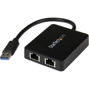 USB32000SPT | StarTech - Usb 3.0 To Dual Port Gigabit Ethernet Adapter Nic W/ Usb Pass-Through - 2 X Rj-45 - Twisted Pair(Usb32000Spt)