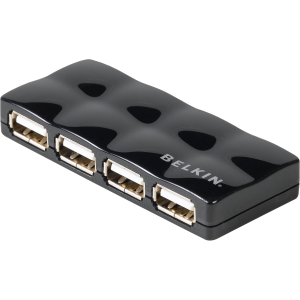 F5U404TTBLK | Belkin 4-port USB Hub - 4 x 4-pin Type A USB 2.0 USB 1 x USB 2.0 USB - External