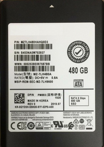 MZ7LH480HAHQ0D3 | Samsung PM883 Series 480GB SATA 6Gb/s 2.5 Internal Enterprise Solid State Drive (SSD)