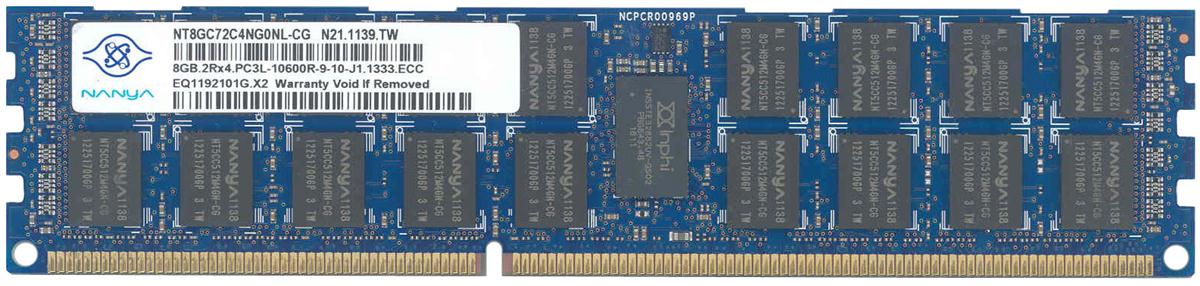 NT8GC72C4NG0NL-CG | Nanya 8GB DDR3-1333MHz PC3-10600 ECC CL9 240-Pin DIMM 1.35V Low Voltage Dual Rank Memory Module