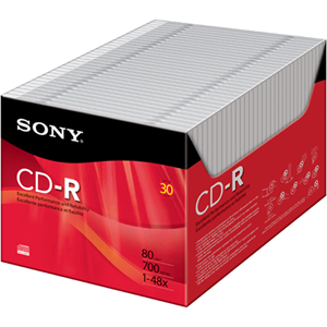 30CDQ80R | Sony 48x CD-R Media - 700MB - 120mm Standard - 30 Pack Slim Jewel Case
