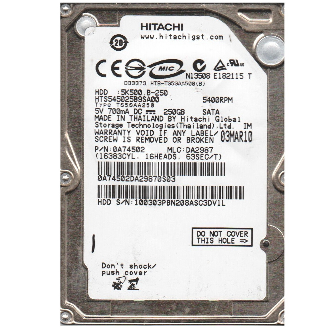 0A33433 | Hitachi 250GB 7200RPM SATA Gbps 3.5 16MB Cache Hard Drive