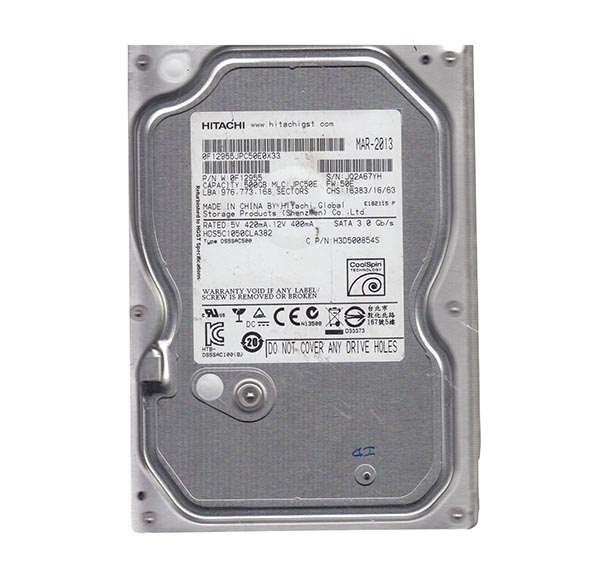 0F12955 | Hitachi Deskstar 5K1000 500GB 5600RPM SATA 3GB/s 8MB Cache 3.5 Hard Disk Drive