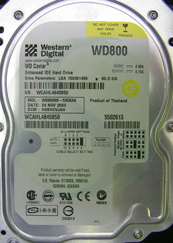 WD800BB | WD Caviar Blue 80GB 7200RPM ATA/IDE 40-Pin 2MB Cache 3.5 Hard Drive