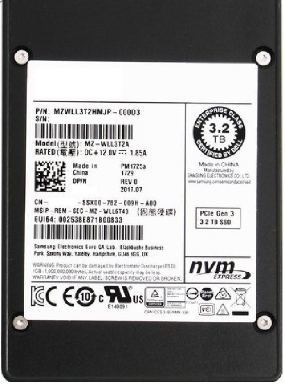 MZ-WLL3T2A | Samsung 3.2TB PM1725A 2.5 PCI-Express 3.0 X4 (NVME) Internal Enterprise Solid State Drive (SSD)